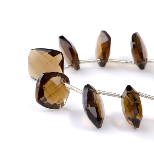 Whiskey Quartz 10mm Faceted Square Drops - 9 Inch