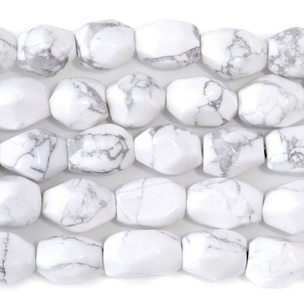 White Howlite 10x14mm Faceted Nugget - 15-16 Inch