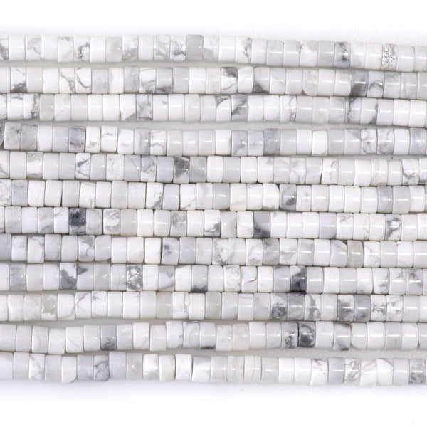 White Howlite 2x4mm Heishi - 15-16 Inch