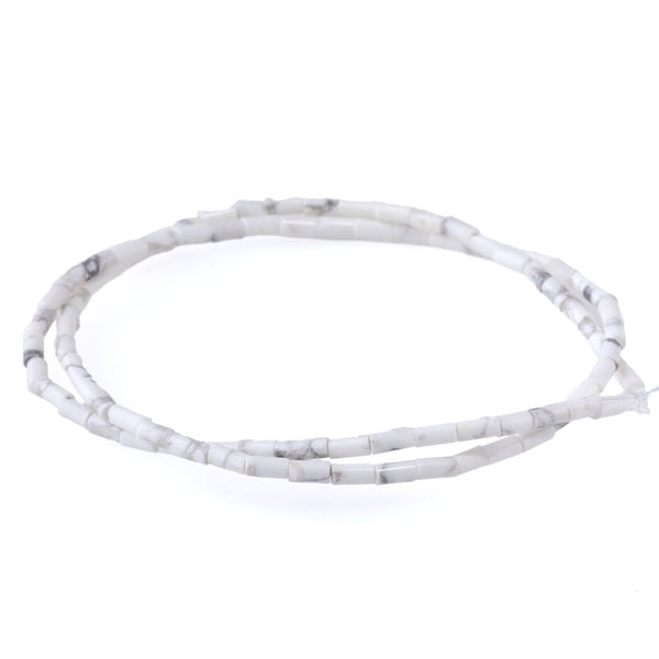 White Howlite 2x4mm Tube Beads - 15-16 Inch