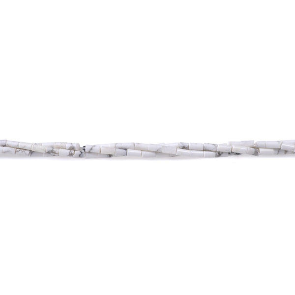 White Howlite 2x4mm Tube Beads - 15-16 Inch