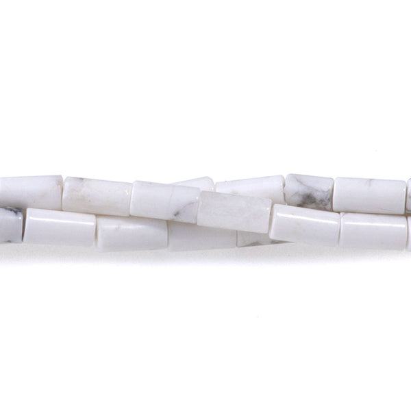 White Howlite 2x4mm Tube Beads - 15-16 Inch