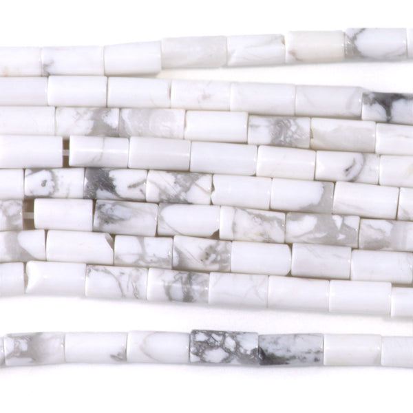 White Howlite 2x4mm Tube Beads - 15-16 Inch