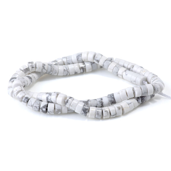 White Howlite 3x6mm Heishi - 15-16 Inch