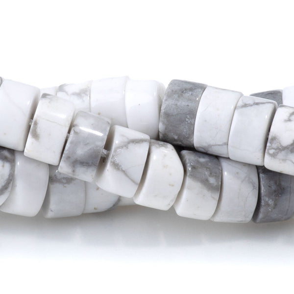 White Howlite 3x6mm Heishi - 15-16 Inch