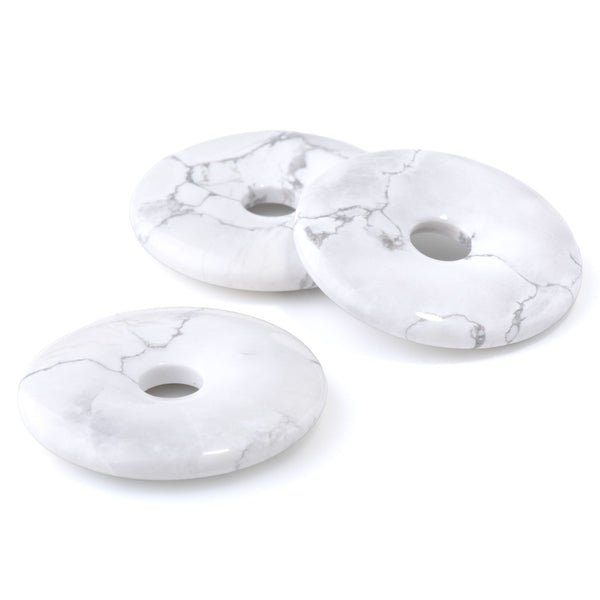 White Howlite 40mm Donut Pendant