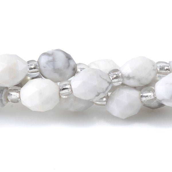 White Howlite 4x6mm Faceted Triangle Cut Rice - 15-16 Inch