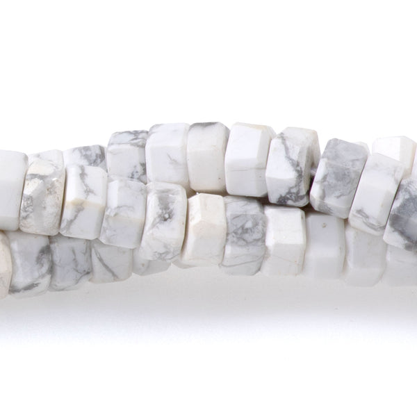 White Howlite 6mm Hexagon - 15-16 Inch