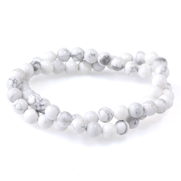 White Howlite 6mm Round - 15-16 Inch