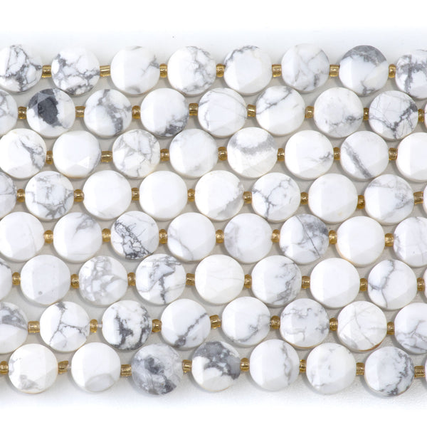 White Howlite 8mm Star Cut Coin - 15-16 Inch