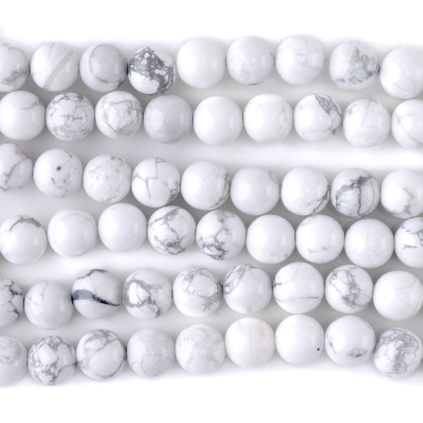 White Howlite 8mm Round - 15-16 Inch