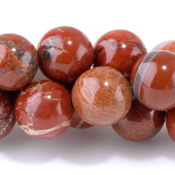 White Lace Red Jasper 10mm Round - 15-16 Inch