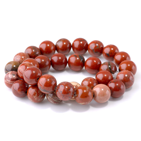 White Lace Red Jasper 12mm Round - 15-16 Inch