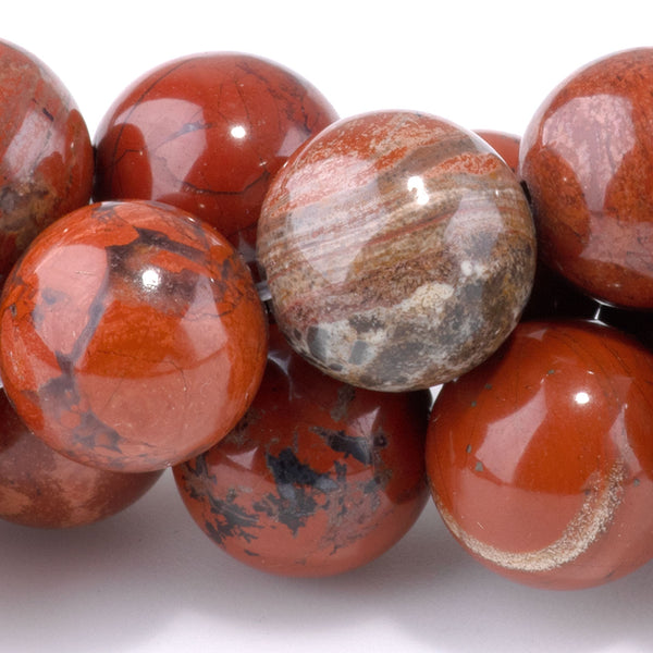 White Lace Red Jasper 12mm Round - 15-16 Inch