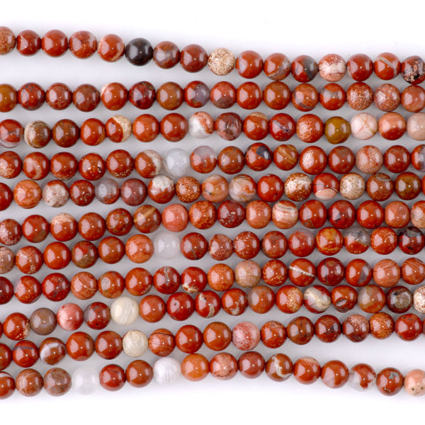 White Lace Red Jasper 4mm Round - 15-16 Inch