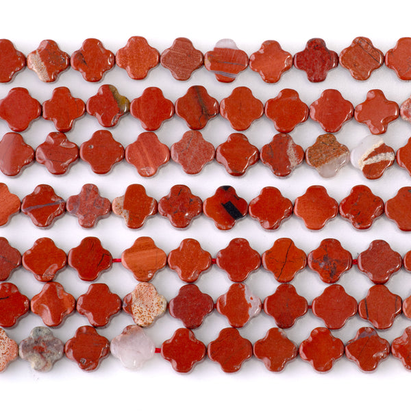 White Lace Red Jasper 8mm Cross - 15-16 Inch