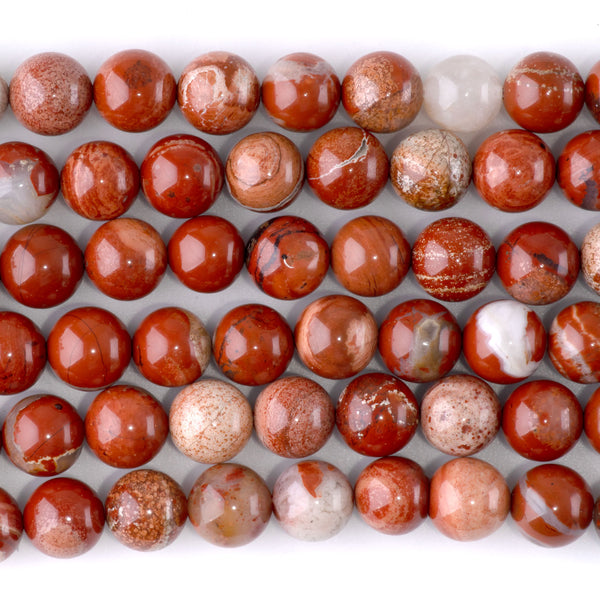White Lace Red Jasper 8mm Round - 15-16 Inch