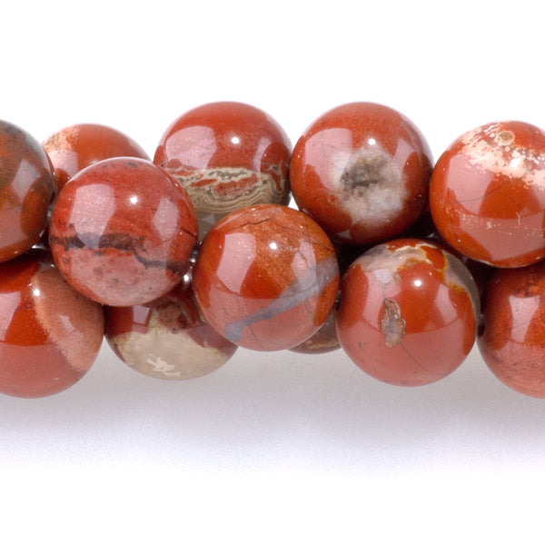White Lace Red Jasper 8mm Round - 15-16 Inch
