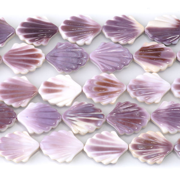 Wampum Shell 12x15mm Carved Shell Bead - 15-16 Inch