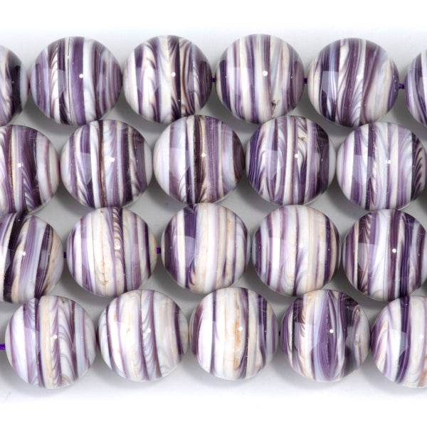Wampum Shell 14mm Round Bead - 15-16 Inch
