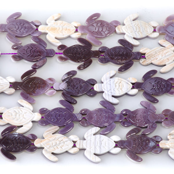 Wampum Shell 16x20mm Carved Turtle Bead - 15-16 Inch