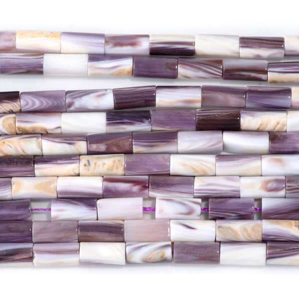 Wampum Shell 5x10mm Tube Bead - 15-16 Inch