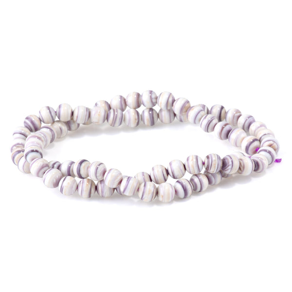 Wampum Shell 6mm Round Bead - 15-16 Inch