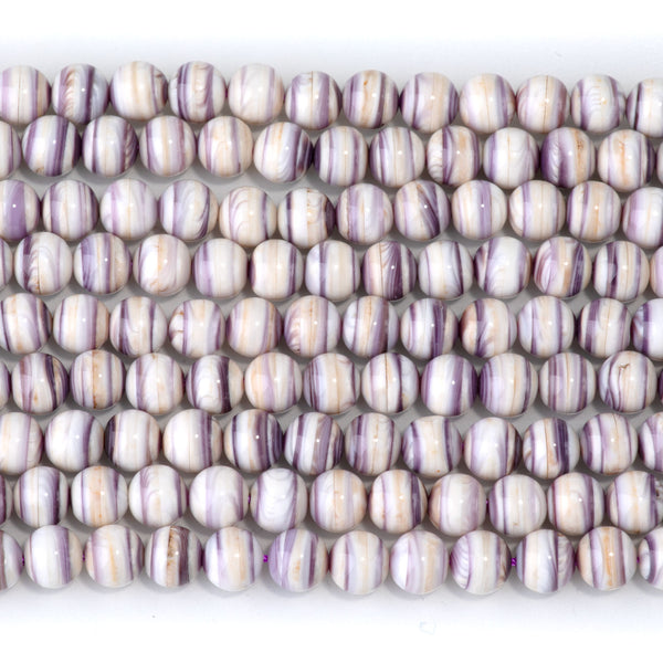 Wampum Shell 6mm Round Bead - 15-16 Inch