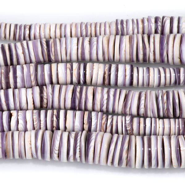 Wampum Shell 8-14mm Graduated Heishi Bead - 15-16 Inch