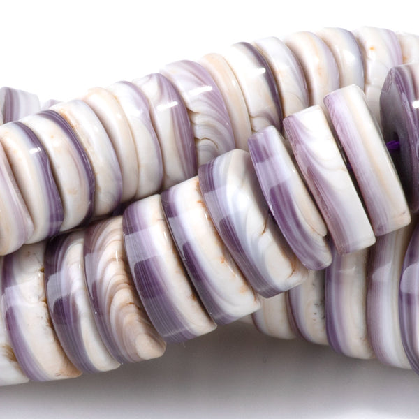 Wampum Shell 8-14mm Graduated Heishi Bead - 15-16 Inch