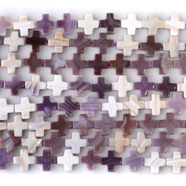 Wampum Shell 8mm Cross - 15-16 Inch