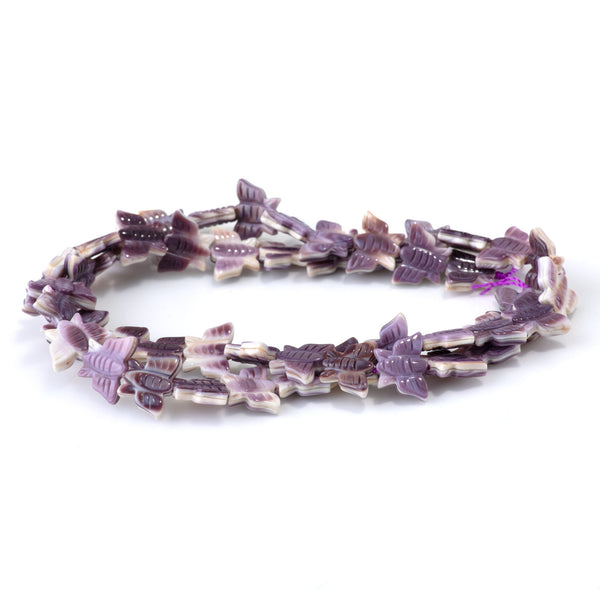 Wampum Shell 8x11mm Carved Butterfly Bead - 15-16 Inch