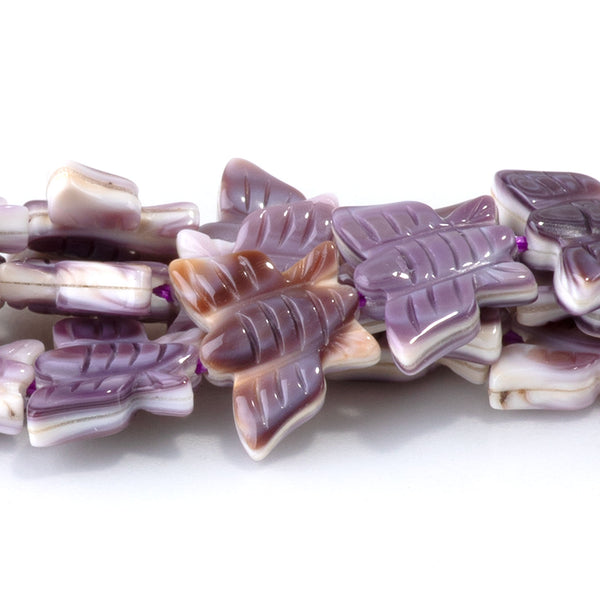 Wampum Shell 8x11mm Carved Butterfly Bead - 15-16 Inch