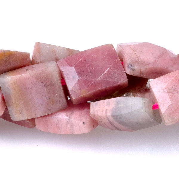 Wood Rhodonite 8x10mm Faceted Rectangle - 15-16 Inch