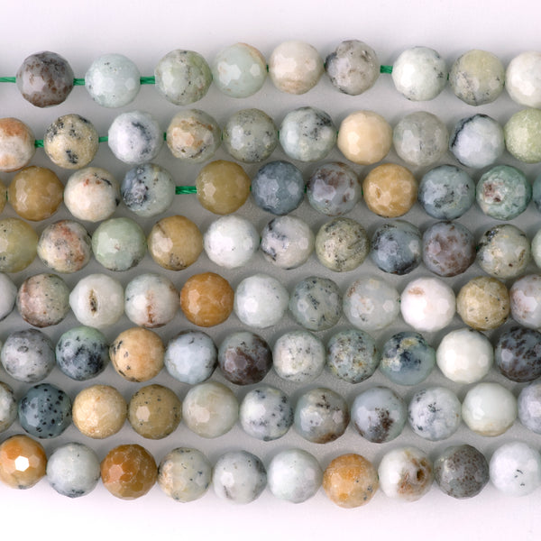 Yellow Moss Opal 6mm Faceted Round -15-16 Inch