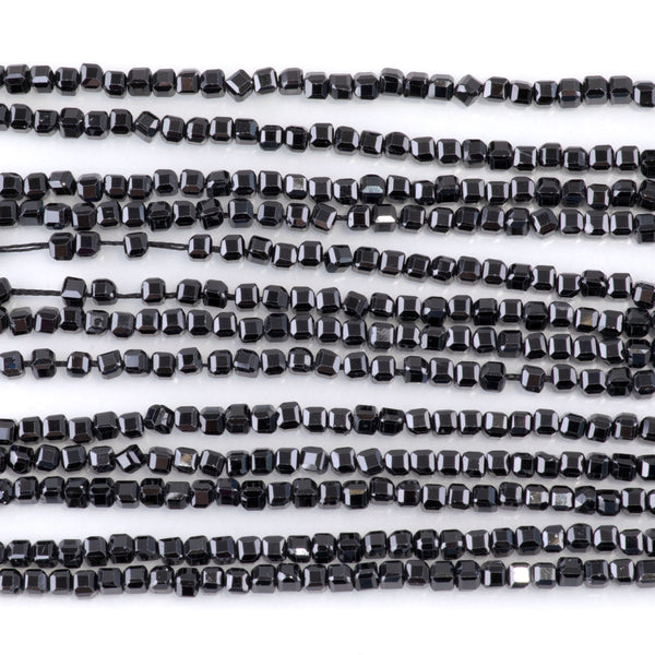 Cubic Zirconia (CZ) Black 3mm Faceted Cube  - 15-16 Inch