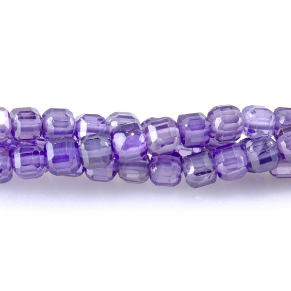 Cubic Zirconia (CZ) Dark Purple 3mm Faceted Cube - 15-16 Inch