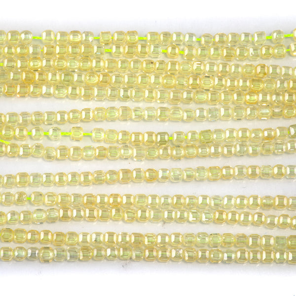 Cubic Zirconia (CZ) Lemon 3mm Faceted Cube - 15-16 Inch