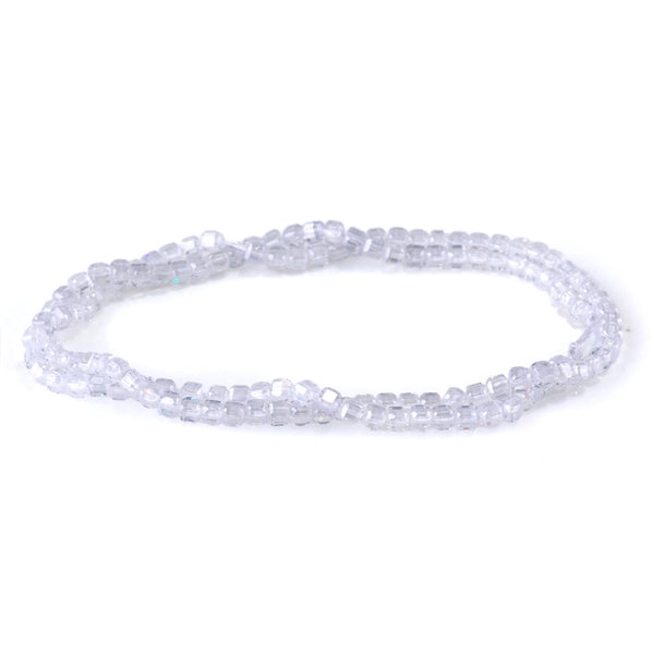 Cubic Zirconia (CZ) White 3mm Faceted Cube  - 15-16 Inch