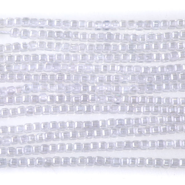 Cubic Zirconia (CZ) White 3mm Faceted Cube  - 15-16 Inch