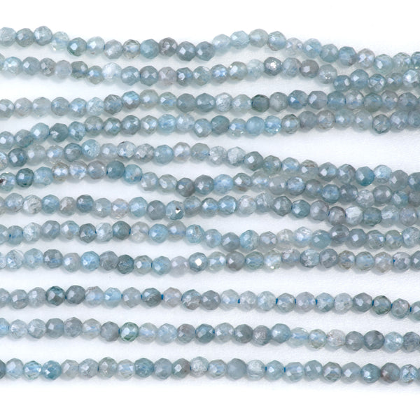 Blue Zircon 3mm Faceted Round - 15 Inch