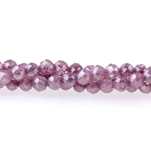 Cubic Zirconia (CZ) 3mm Round Light Smoky Rhodonite Faceted (Synthetic) - 15-16 Inch
