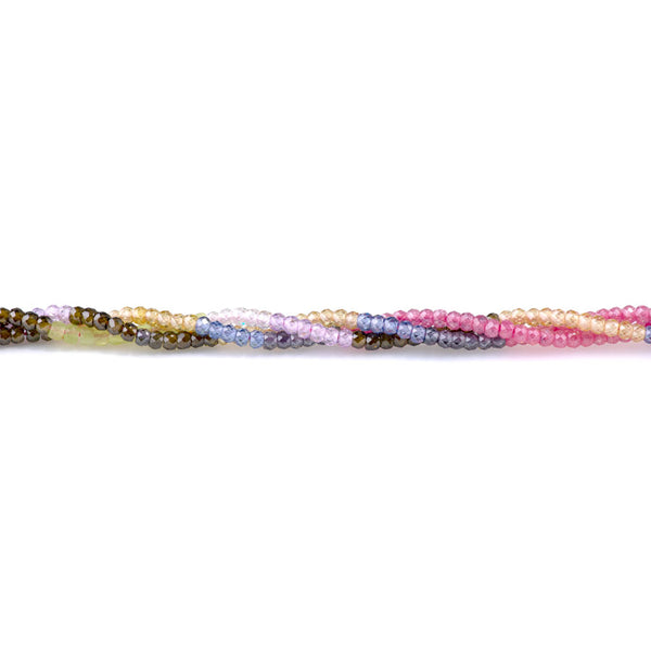 Cubic Zirconia (CZ) 2x3mm Faceted Rondelle 10 Multi Color Banded - 15-16 Inch