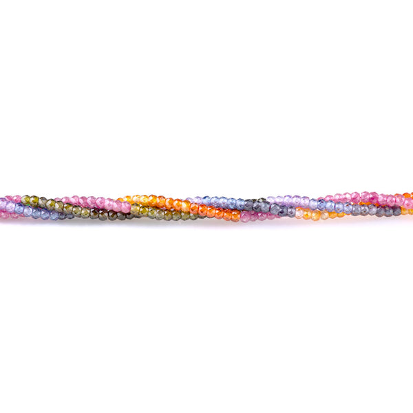 Cubic Zirconia (CZ) 2x3mm Faceted Rondelle 9 Multi Color Banded - 15-16 Inch