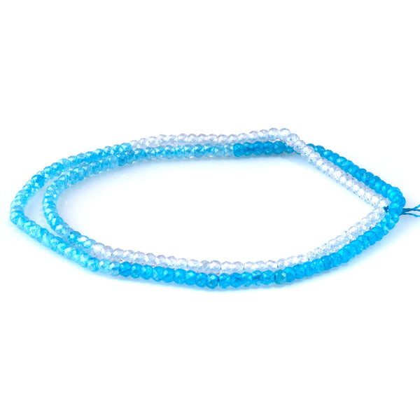Cubic Zirconia (CZ) 2x3mm Faceted Rondelle Blue Banded - 15-16 Inch