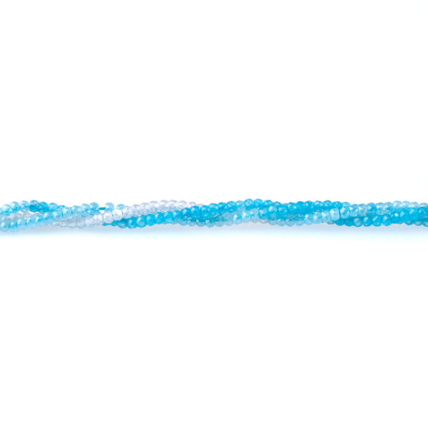 Cubic Zirconia (CZ) 2x3mm Faceted Rondelle Blue Banded - 15-16 Inch