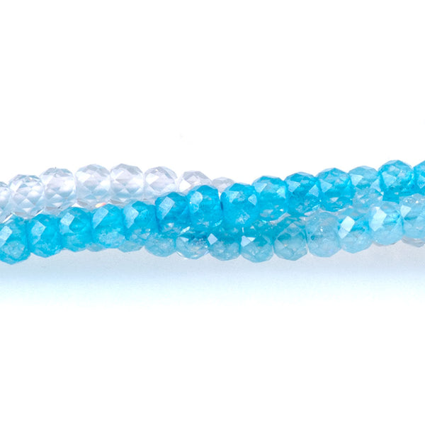 Cubic Zirconia (CZ) 2x3mm Faceted Rondelle Blue Banded - 15-16 Inch