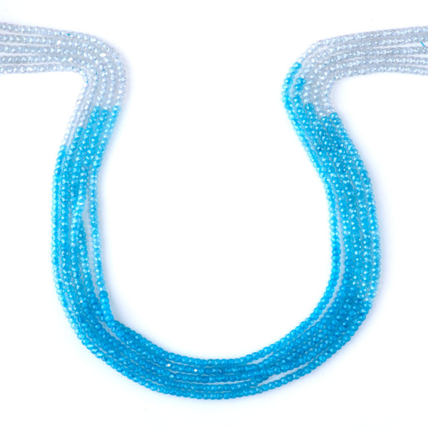 Cubic Zirconia (CZ) 2x3mm Faceted Rondelle Blue Banded - 15-16 Inch