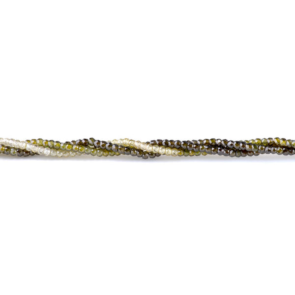 Cubic Zirconia (CZ) 2x3mm Faceted Rondelle Green Banded - 15-16 Inch