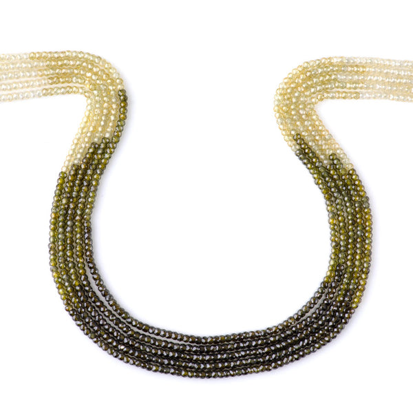 Cubic Zirconia (CZ) 2x3mm Faceted Rondelle Green Banded - 15-16 Inch